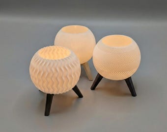 Kerzenhalter LED Kugel Minimalistisches Stimmungslicht Hygge Struktur Tischdeko Wohnzimmer Modern inkl. Led-Teelicht