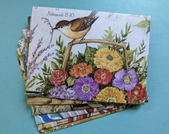 NEW! Six A-6 Folk Art Bountiful Blessings Envelopes & Notecards