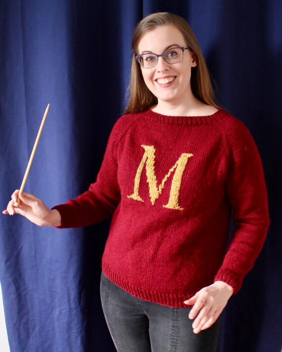 Hand knit Harry Potter Inspired Weasley Monogram Sweater Weasley