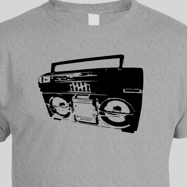 VINTAGE BOOMBOX screen printed tshirt athletic grey sizes S-M-L-XL - Fathers Day