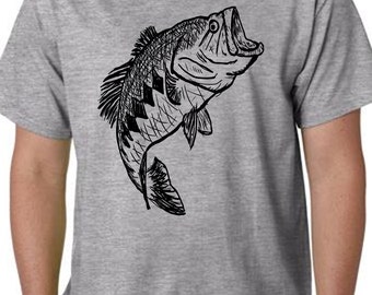 Largemouth Bass T-Shirt – Hand-Drawn Screen Print, Fishing Gift