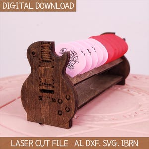 Laser Cut File wood Guitar Pick holder display Les paul