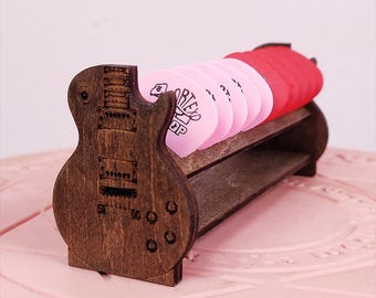 Laser Cut File wood Guitar Pick holder display Les paul