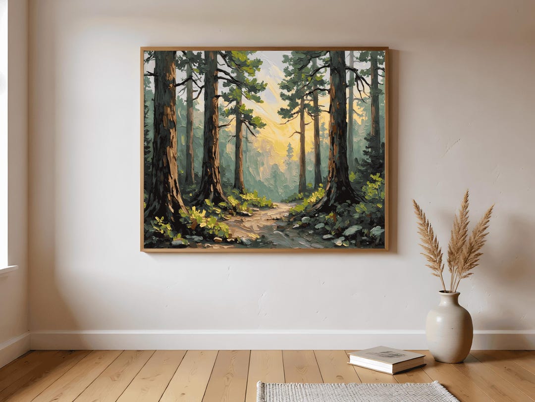 Forest Landscape | Misty Forest Path at Sunrise Wall Art Print Nature ...