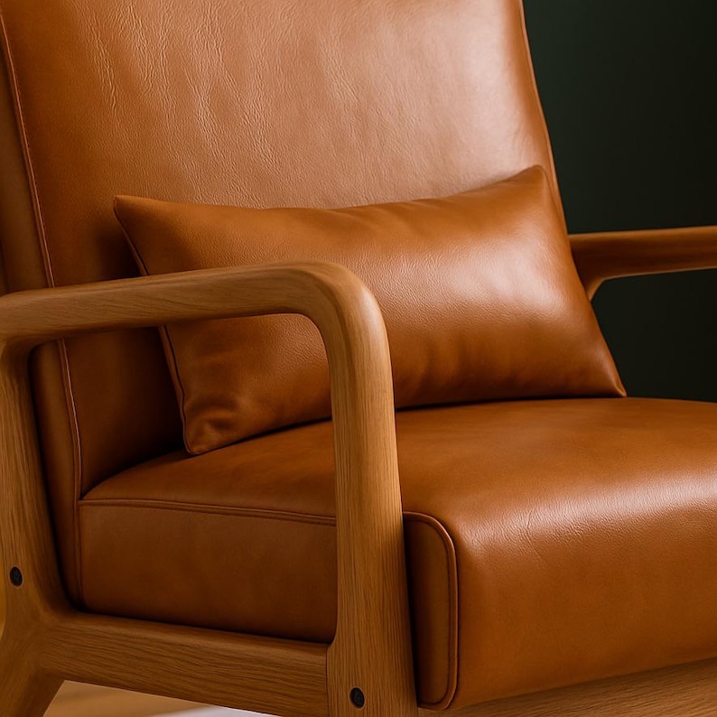 Fauteuil Mid-Century en bois de couleur jaune avec boucle au design