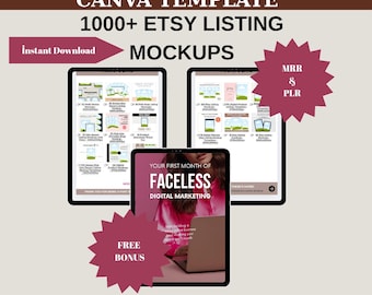 Etsy Mockup Templates: 1000+ Canva Editable Designs with MRR & PLR (Digital Download)
