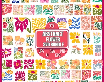 Boho Flower SVG-paket, Groovy Floral Clipart (digital nedladdning)