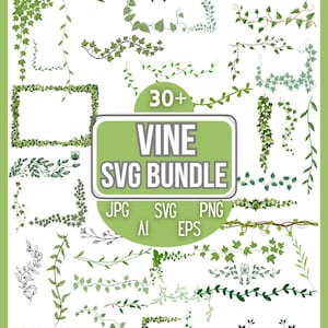 Vine SVG Bundle, Leaf Silhouette Graphics (Instant Download)