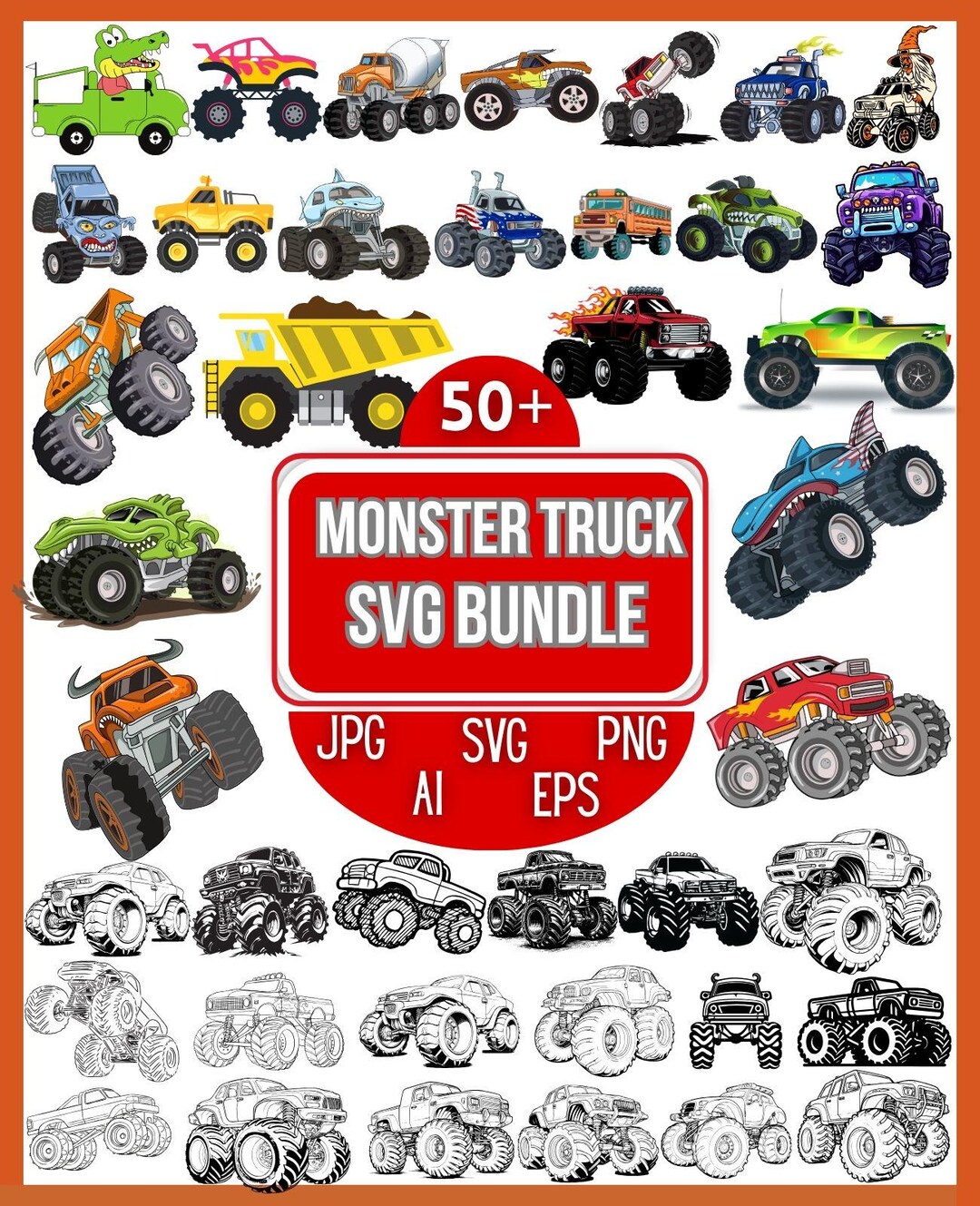 Monster Truck Clipart SVG Bundle Off Road Designs digital Download 