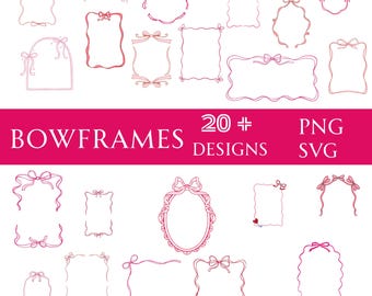 Bow Frames SVG Bundle: Coquette Wavy Borders (Digital Download)