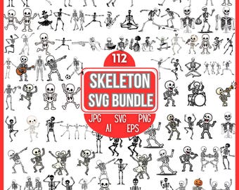 Dancing Skeleton SVG Bundle: Funny Halloween Clipart (Digital Download)