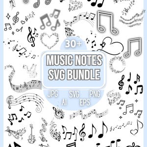 Musiknoter SVG-paket, musikalisk clipart, Cricut Cut-filer (direktnedladdning)