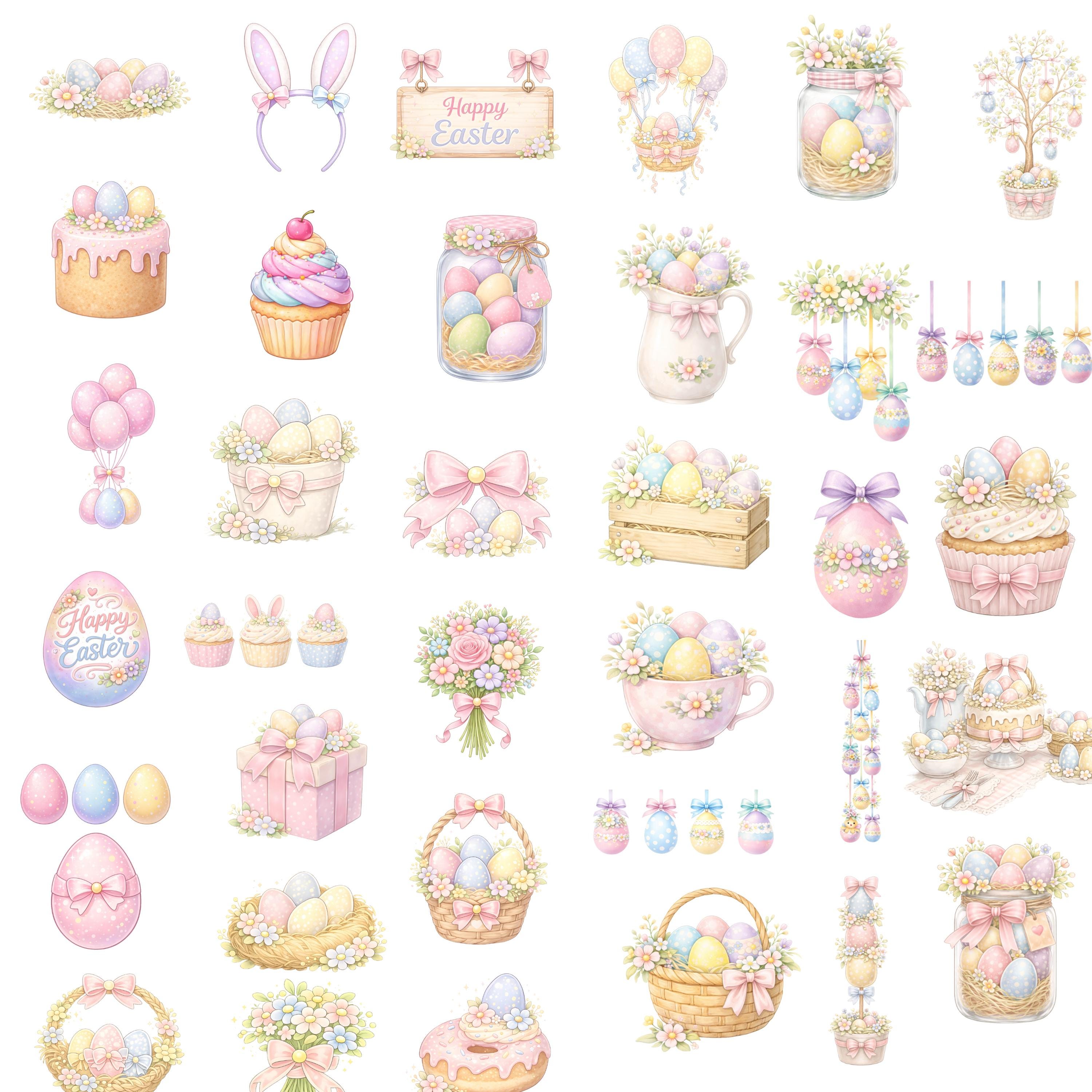 Easter Clipart Bundle | Spring Flowers, Bunnies, Eggs (PNG, SVG Digital ...