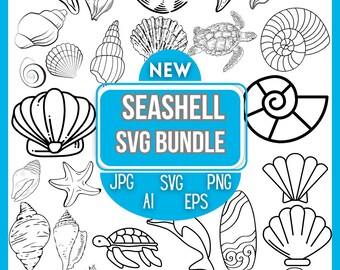 Seashell SVG Cut Files, Sea World Outline (Digital Download)