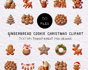 Lebkuchen Plätzchen Weihnachten Clipart: 30 transparente 300 DPI PNG Designs für Feiertagsbasteln