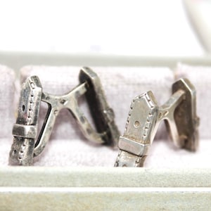 Vintage Hermès Sterling Silber Manschettenknöpfe - Gürtelschnalle Design, französisches Luxus Herren Accessoires, Sammler Paris Schmuck Geschenk