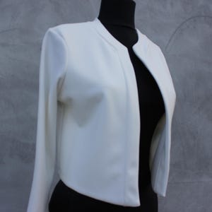 Bridal Bolero Shrug – Cropped Open Front Jacket, Elegant Long Sleeve Wedding Cover Up, Minimalist Evening Cardigan UK 10