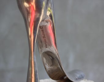 Manolo Blahnik Silver Shoehorn Designer High Heel Shaped Luxury Accessory