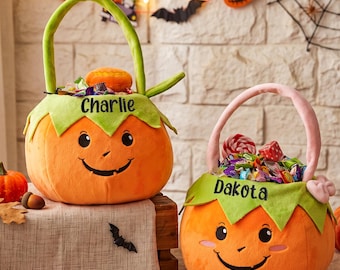 Personalized Halloween Basket For Kids, Trick or Treat Bag, Custom Pumpkin Bucket with Name, Halloween Candy Bag, Halloween gift