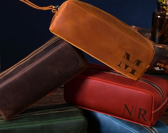 Personalized Leather Pen Pouch, Engraved Pencil Sleeve Holder, Leather Zip Pen Case, Groomsmen Gifts, Gifts for Him