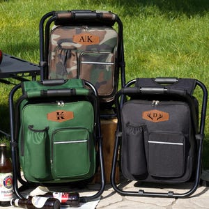 Custom Backpack Cooler Chair,Mens Fishing Chair,Groomsman Proposal Gift,Insulated Cooler Bag,Groomsmen Cooler Backpack,Tailgate Cooler Stool image 1