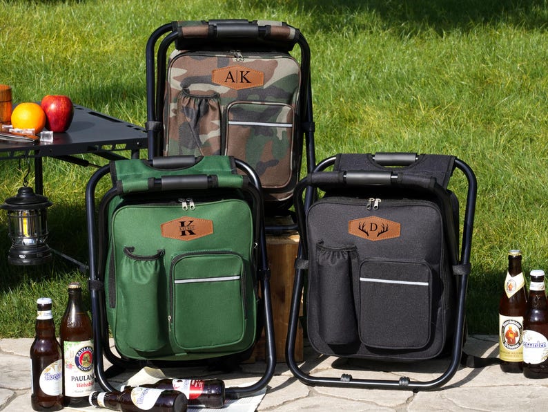 Custom Backpack Cooler Chair,Mens Fishing Chair,Groomsman Proposal Gift,Insulated Cooler Bag,Groomsmen Cooler Backpack,Tailgate Cooler Stool image 1