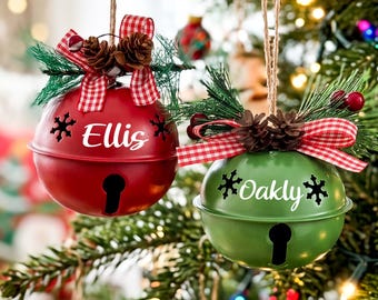 Personalized Metal Christmas Bell Ornament, Custom Name Bell Tree Hanging, Xmas Keepsake Ornament, Holiday Family Decor Gift, Christmas Gift