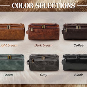 Personalized Men's Embroidered Leather Toiletry Bag, Groomsmen Dopp Kit, Groomsmen Gifts, Travel Toiletry Bag, Anniversary Gift for Him image 10