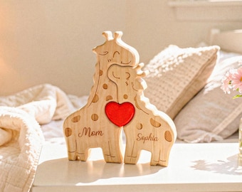 Personalized Wooden Bear Family Puzzle, Engraved Family Name Puzzle, Wooden animal Family puzzle, Family Home Decor,Parents Baby Puzzle Name