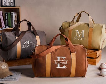 Personalized Canvas Duffel Bag, Embroidered men's Travel Overnight bag, Bachelor Party Favors, Custom Groomsmen Gifts, Gift for Him