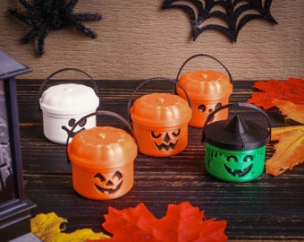 Miniature 3D Printed Halloween Nostalgia Buckets,Halloween Inspired Miniature Buckets,Spooky Season Decor,Trick or Treat Favor,Boo Buckets