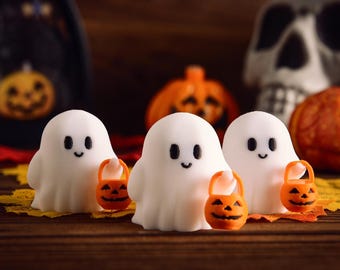 Cute Tiny Trick or Treat Ghost,3D Printed Halloween Ghost Decoration,Halloween Decoration Desk Display,Spooky Home Decor,Decor Fall Decor