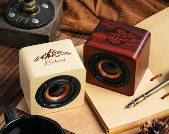 Personalized Wood Bluetooth Speaker, Hand-Carved Portable Audio, Engraved Gift, Groomsmen Gifts, Father's Day Gift