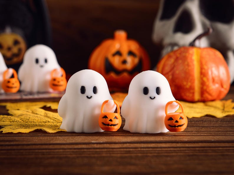 Cute Tiny Trick or Treat Ghost,3d Printed Halloween Ghost Decoration ...