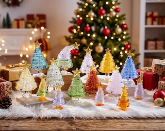 Handmade Stained Glass Christmas Tree,Handmade Fused Glass tree Figurines,Christmas Gift,Mini Christmas Tree,Xmas Ornaments Glass Tree Decor