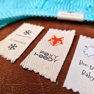 Custom Organic Cotton Clothing Labels: Center Fold, Baby Safe, 50 Pcs