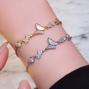 Trendy Shell Butterfly Bracelet | Butterfly Friendship Bracelet Set | 18K Gold Plated |Minimalist Jewelry | Everyday Jewelry | Gift for Her
