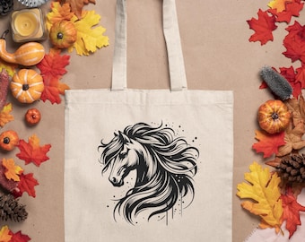 Horse Canvas Tote Bag: Equestrian Design, Everyday Carry-all