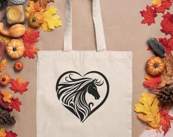 Horse Canvas Tote Bag: Equestrian Silhouette Travel Bag