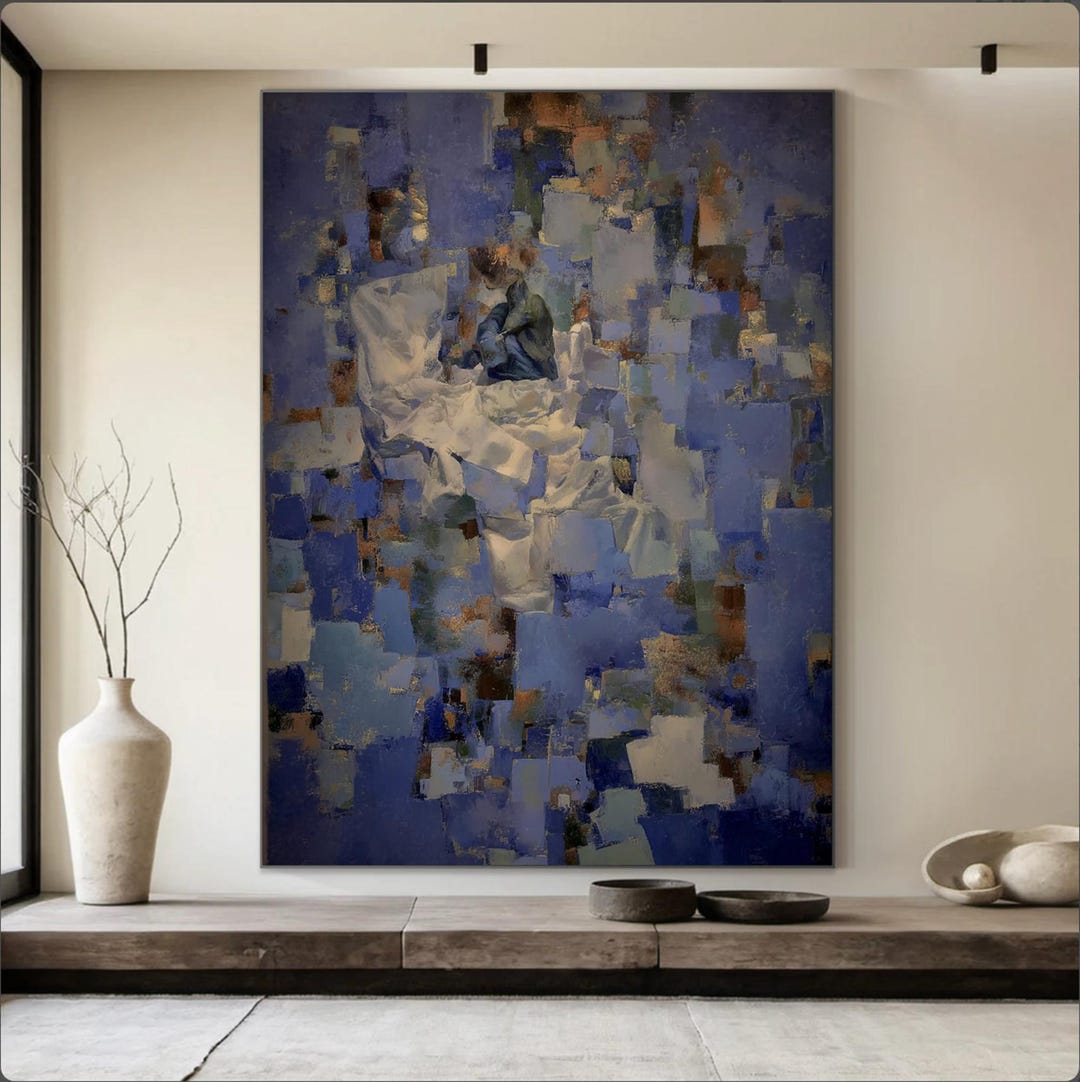 Abstract Blue Wall Art Large Canvas Painting for Modern Home Decor - Etsy