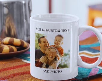 Custom Coffee Mug with Photo, Personalized Picture Coffee Cup, Anniversary Mug Gift for Him, Customizable Text Mug to Men, gift for dad