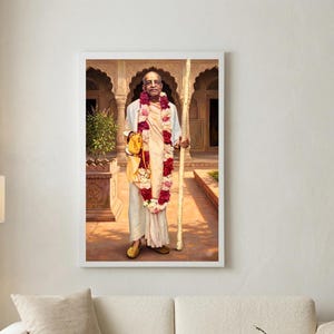 Srila Prabhupada Wall Art, ISKCON Founder, Hare Krishna Meditation Decor (Digital Download)