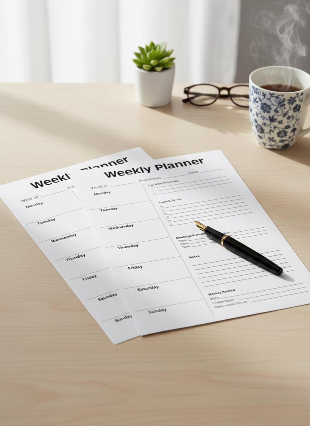 Weekly Planner Printable | Minimal Work Planner PDF | Professional ...
