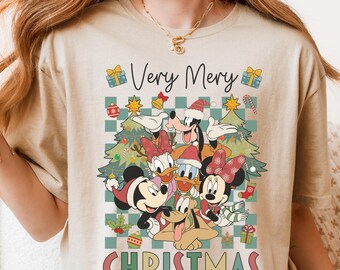 Retro Disney Santa Mickey And Friends Shirt, Mickey's Very Merry Christmas Party 2025 Shirt, Disneyland Vacation Family Matching Trip Shirt