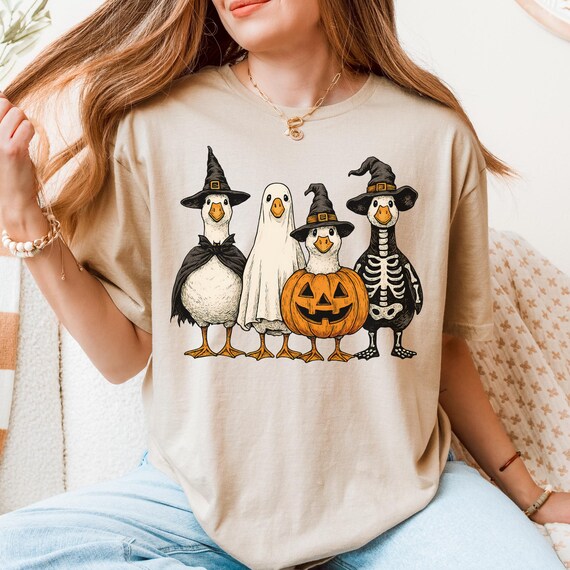 Halloween Goose Shirt, Cute Fall Crewneck, Pumpkin Witch Ghost Goose Shirt, Fall Animal Tee, Spooky Goose Shirt, Funny Goose Shirt