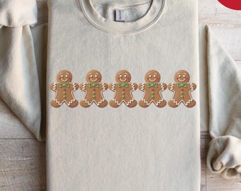 Christmas Gingerbread Cookies Sweatshirt, Festive Holiday Outfit, Womens Xmas, Gingerbread Christmas Sweatshirt Crewneck