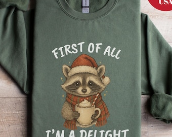 Lustiger Waschbär zuallererst bin ich ein Freude Weihnachten Sweatshirt, niedliches WeihnachtsWaschbär Sweatshirt, Teenager Weihnachtsgeschenk, niedliches Frauen Geschenk