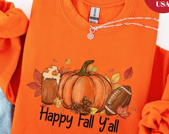 Happy Fall Yall Sweatshirt, Fall Pumpkin Sweatshirt, Thanksgiving Sweatshirt, Women Fall Crewneck, Cute Thanksgiving Gift, Autumn Sweatshirt
