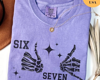 Comfort Colors® 6 7 Meme Shirt, Funny Skeleton Hands Tee, Halloween Couples Shirt, Trendy Shirt, Six Seven T-shirt, 67 Couples Tee