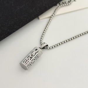 Stainless Steel Ash Holder Necklace: Engraved Cremation Urn Pendant
